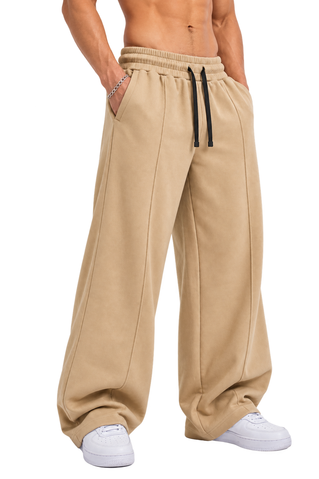 V2 WIDE LEG PANTS — BEIGE