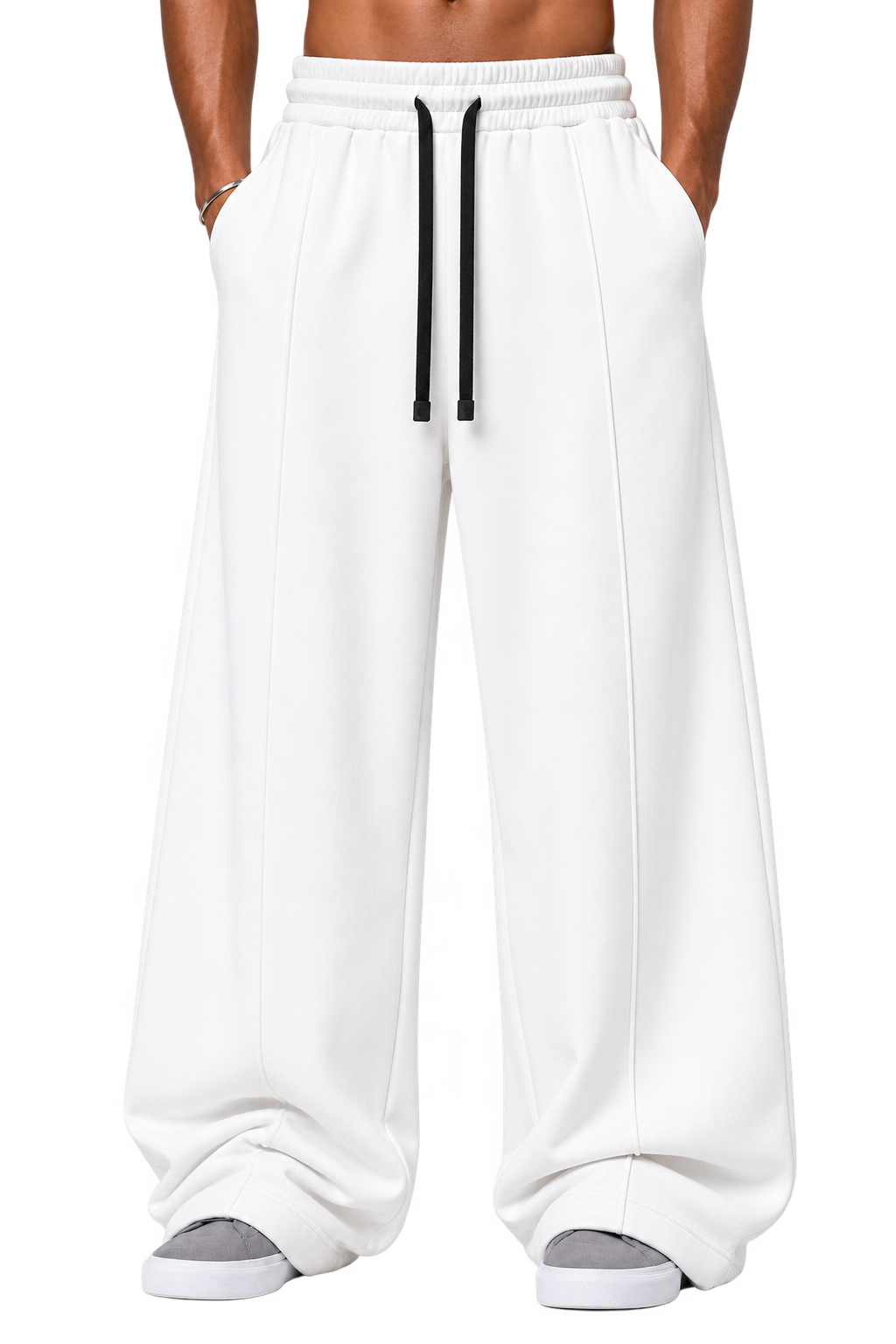V2 WIDE LEG PANTS — WHITE