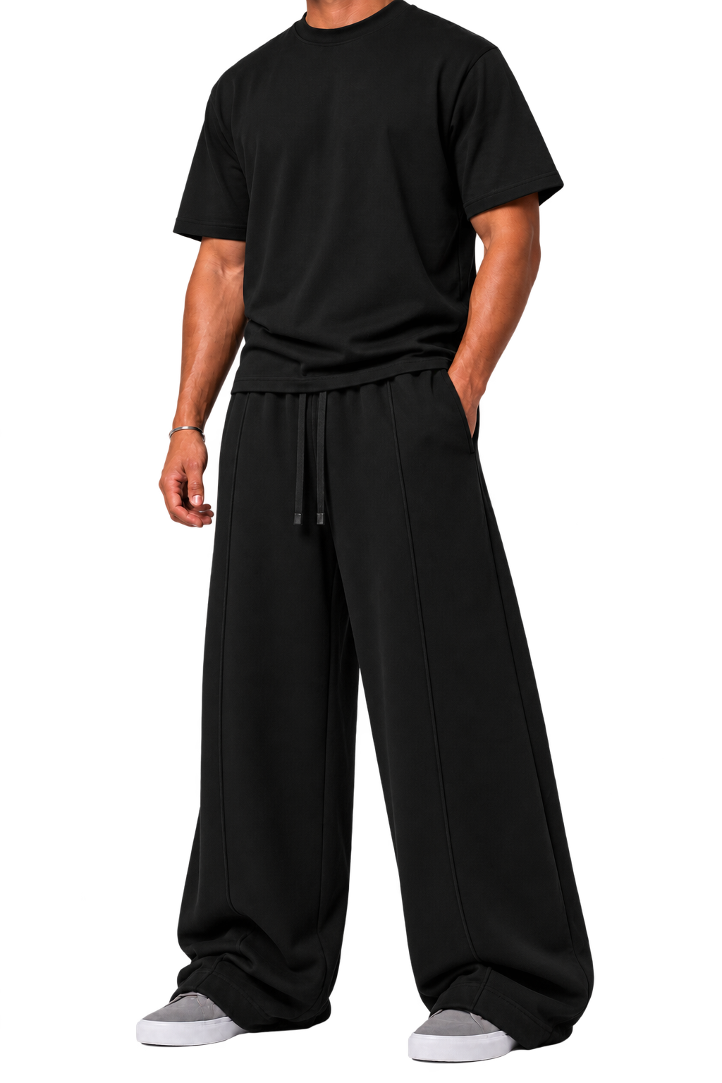 V2 WIDE LEG PANTS — BLACK