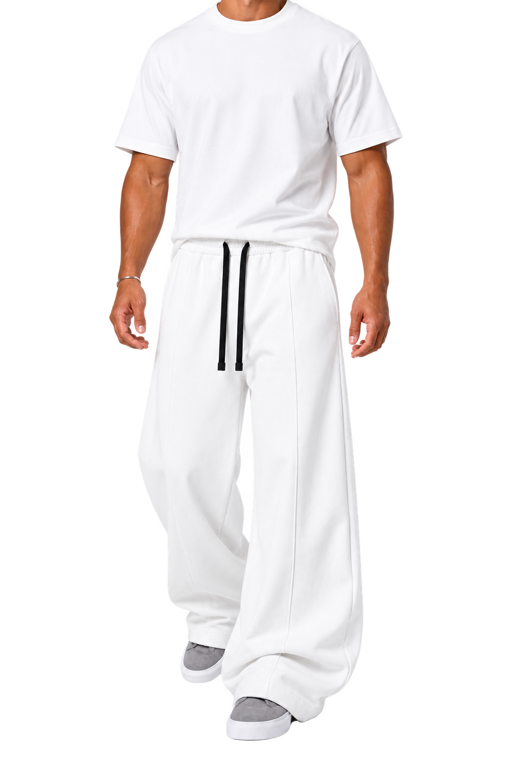V2 WIDE LEG PANTS — WHITE