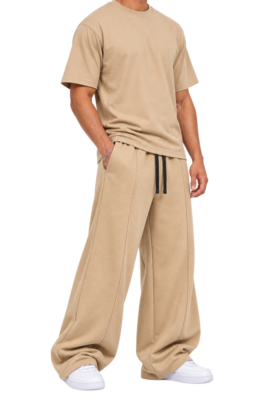 V2 WIDE LEG PANTS — BEIGE